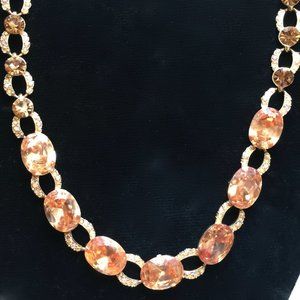 Peach Crystal Runway Necklace